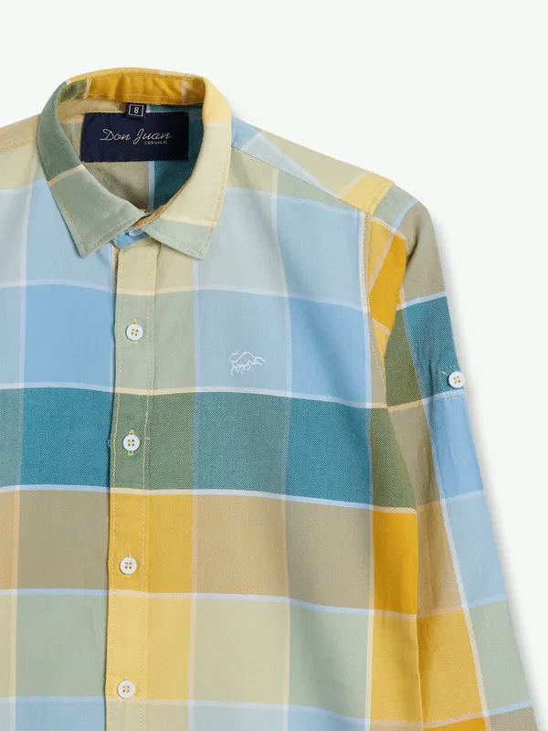 DNJS blue and yellow checks shirt