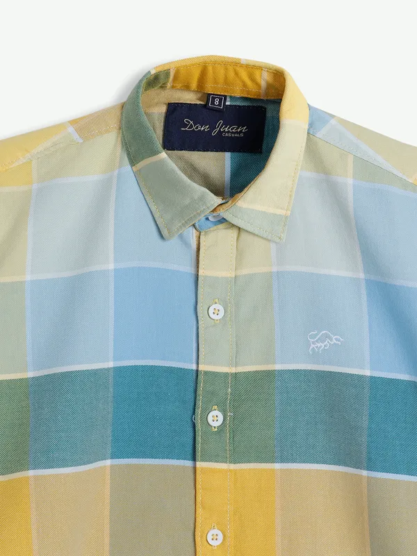 DNJS blue and yellow checks shirt