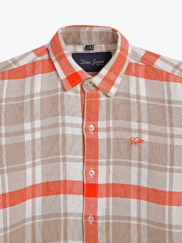 DNJS cotton checks beige shirt