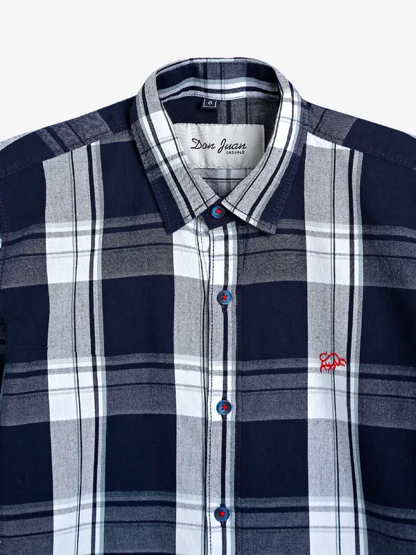 DNJS cotton navy checks shirt