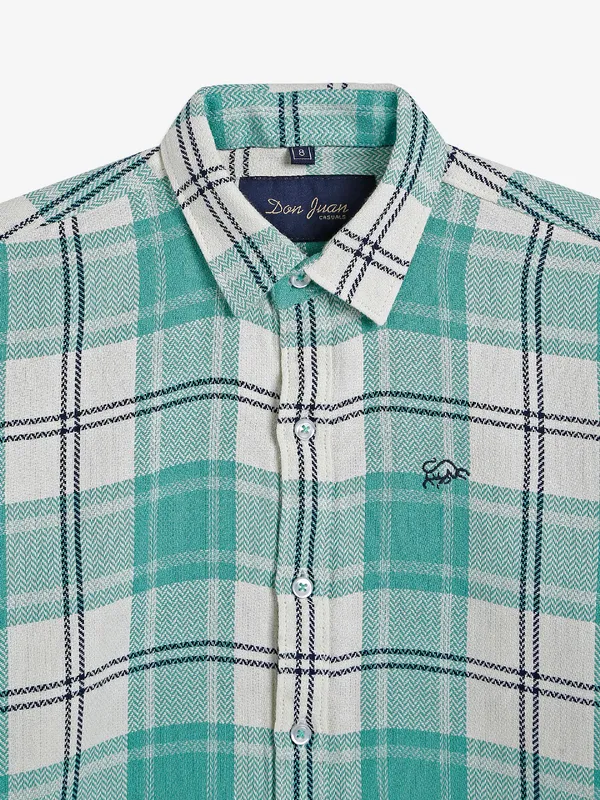 DNJS mint green cotton checks shirt