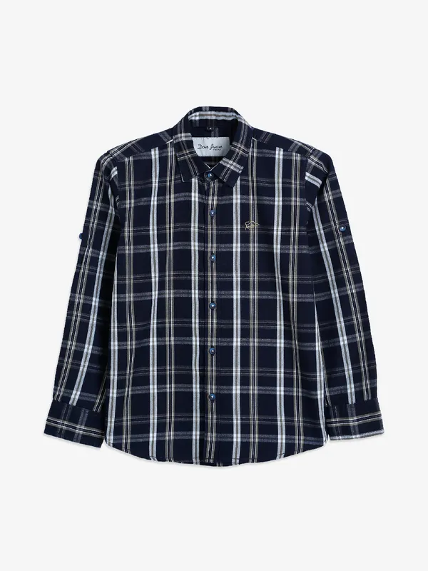 DNJS navy cotton checks shirt