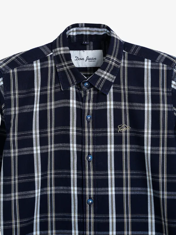 DNJS navy cotton checks shirt