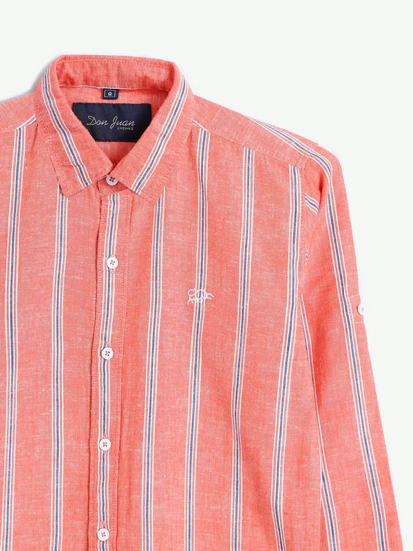 DNJS orange stripe linen shirt