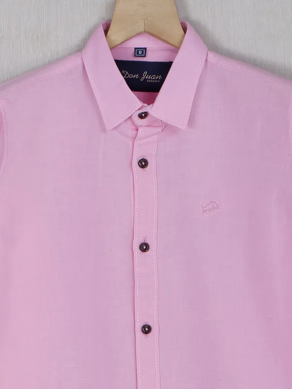 DNJS plain pink casual wear boys shirt in cotton