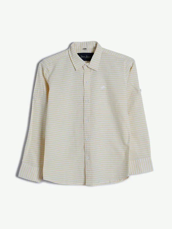 DNJS stripe cotton light yellow shirt