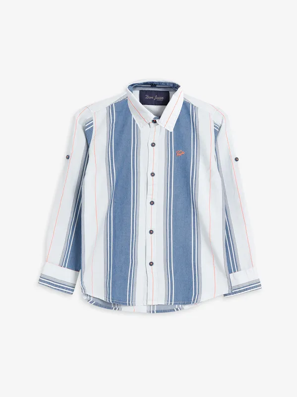 DNJS white and orange stripe shirt
