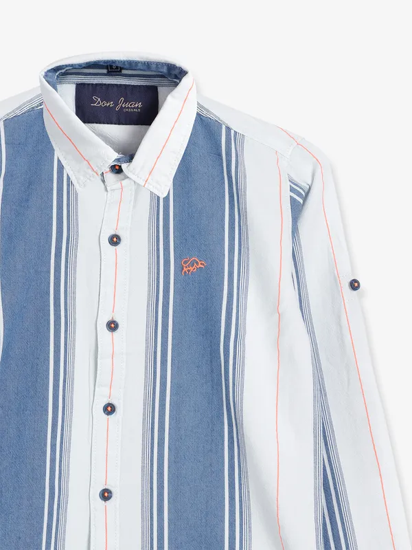 DNJS white and orange stripe shirt