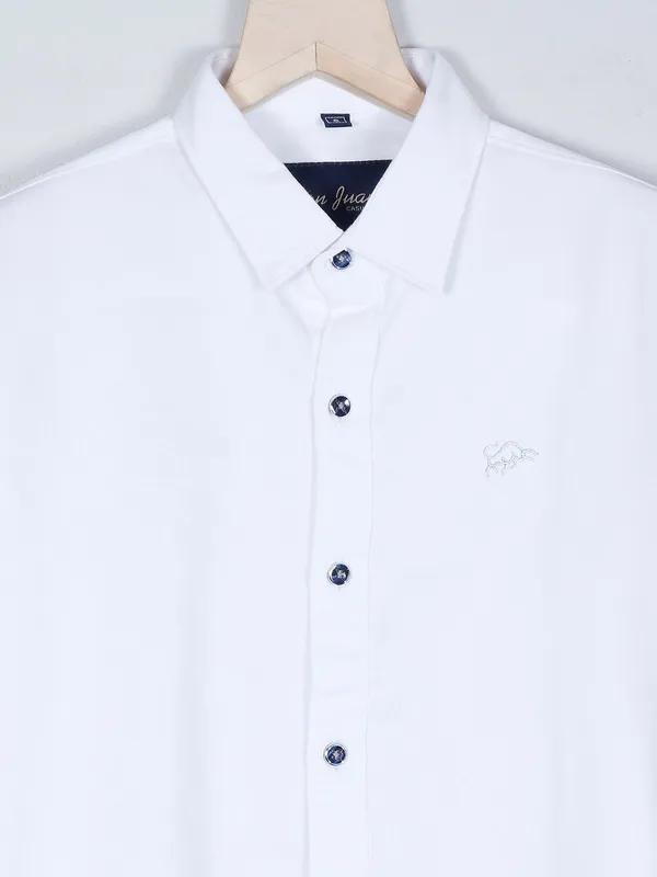 DNJS white solid style shirt for boys in cotton