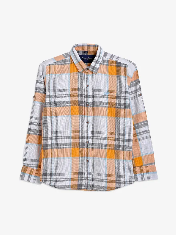 DNJS yellow and white checks shirt