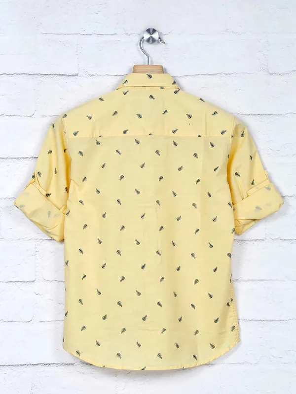 DNJS yellow printed cotton shirt