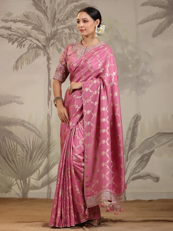 Dola silk mauve pink saree