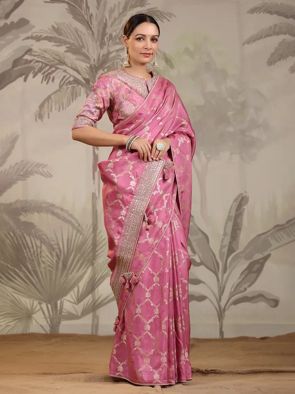 Dola silk mauve pink saree
