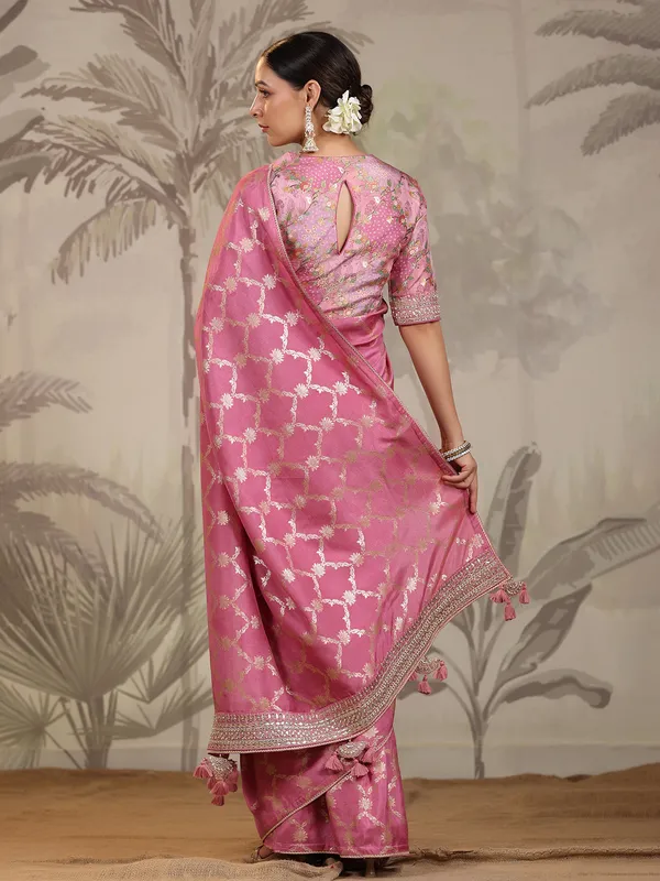 Dola silk mauve pink saree