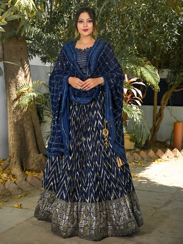 Dola silk navy lehenga choli