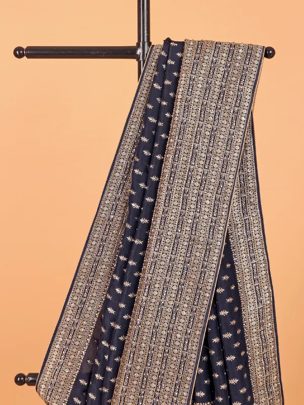 Dola silk navy wedding wear saree
