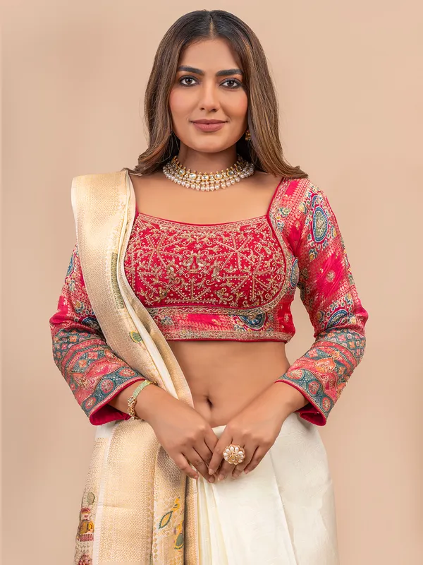 Dola silk pink and white saree
