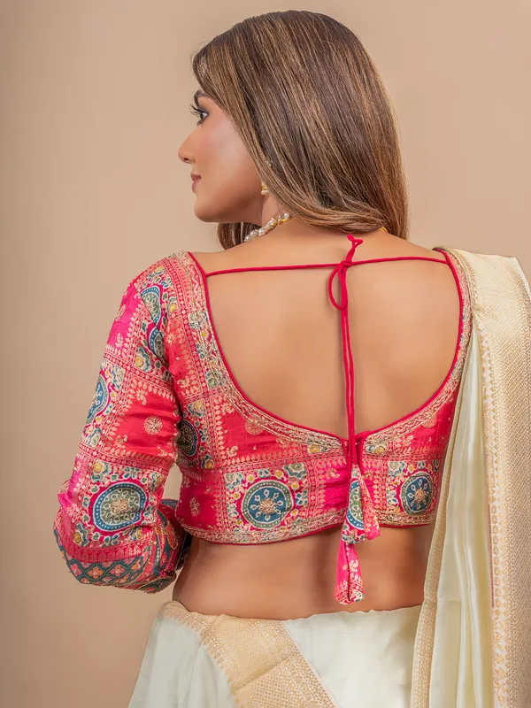 Dola silk pink and white saree