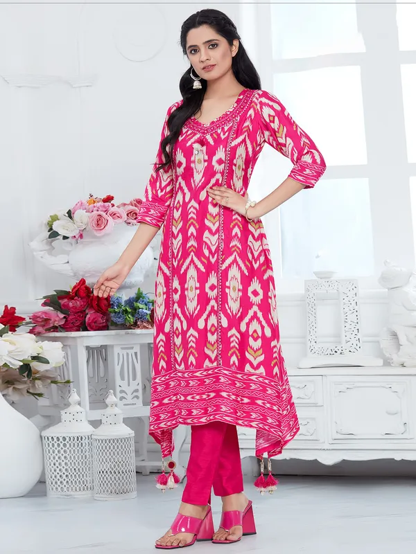 Dola silk printed magenta kurti