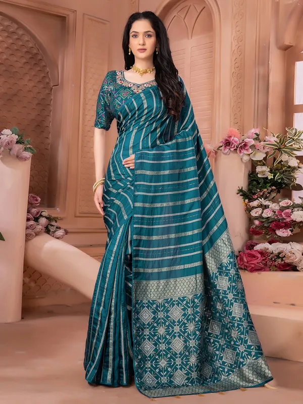 Dola silk rama blue saree