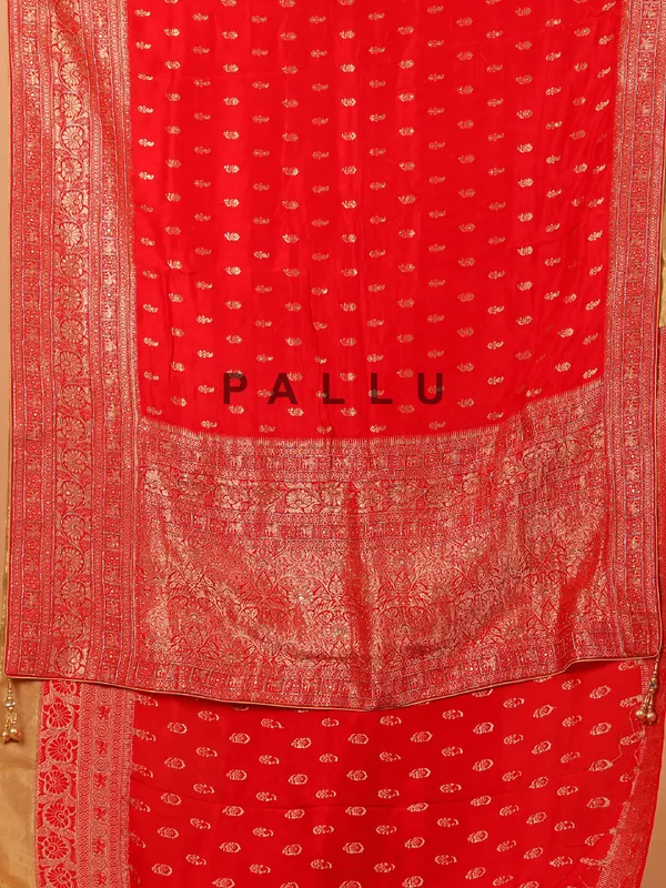 Dola silk wedding wear saree in red