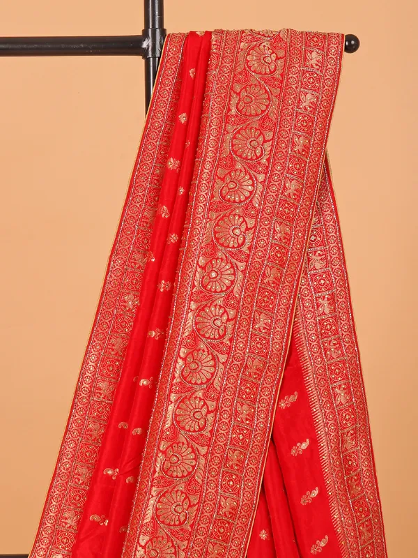 Dola silk wedding wear saree in red