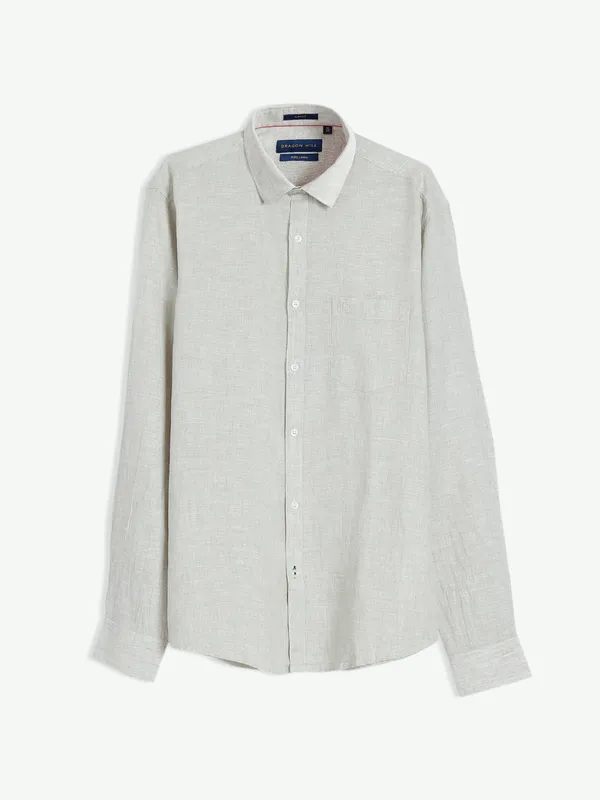 Dragon Hill beige plain linen shirt