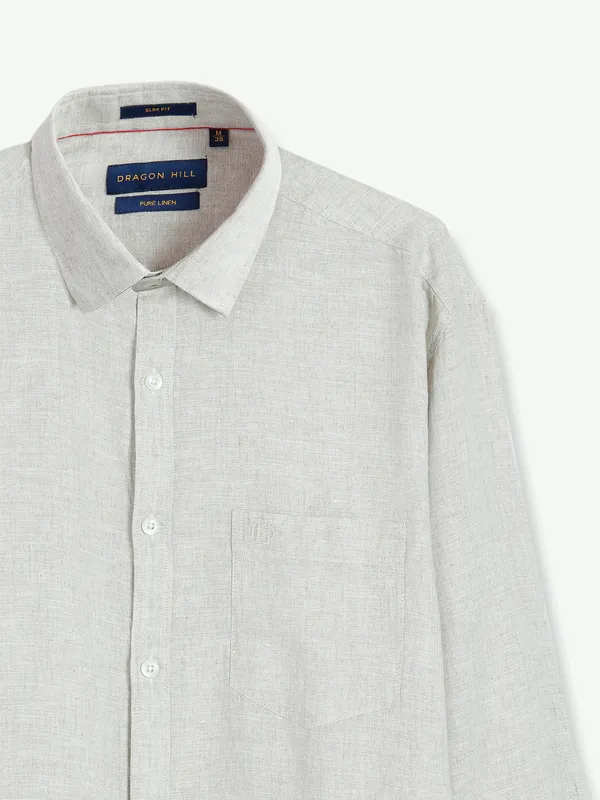 Dragon Hill beige plain linen shirt