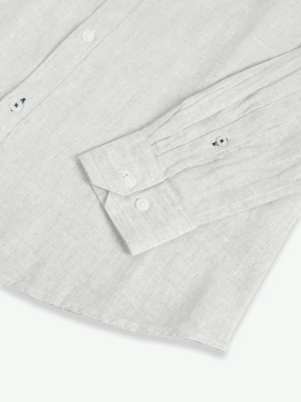 Dragon Hill beige plain linen shirt