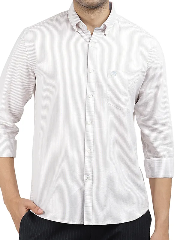 DRAGON HILL beige striped cotton shirt
