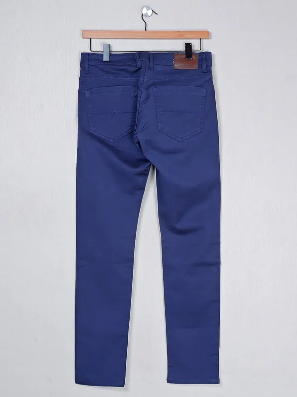 Dragon Hill blue solid denim slim fit jeans for men