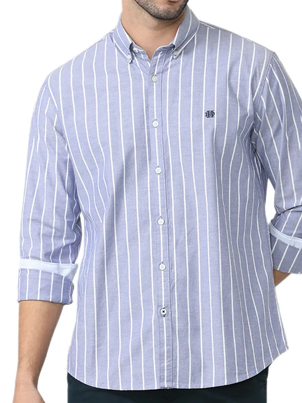 DRAGON HILL blue striped casual cotton shirt