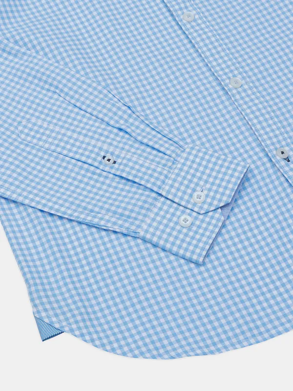 Dragon Hill checked sky blue casual shirt in cotton
