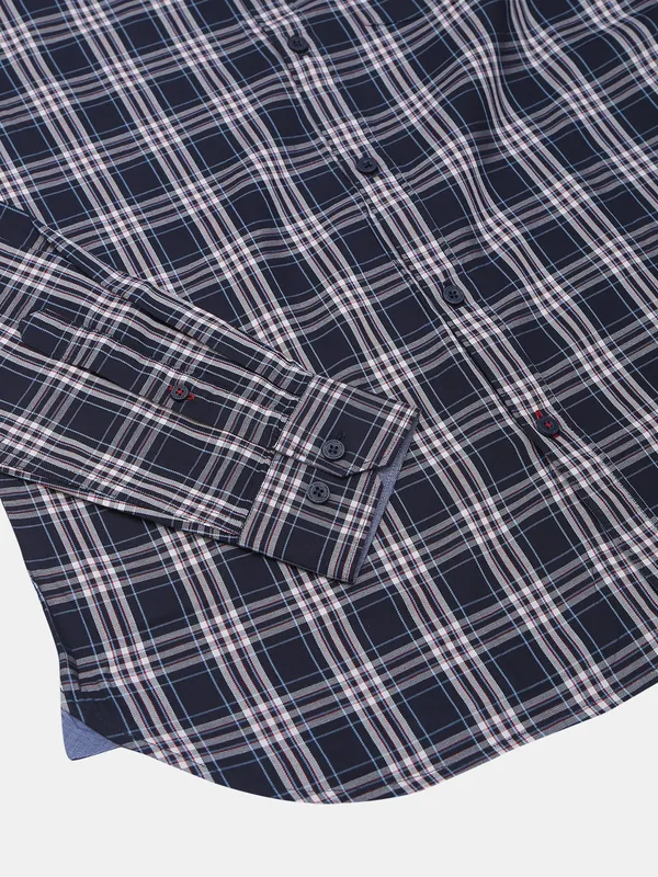Dragon Hill cotton navy color checks casual shirt