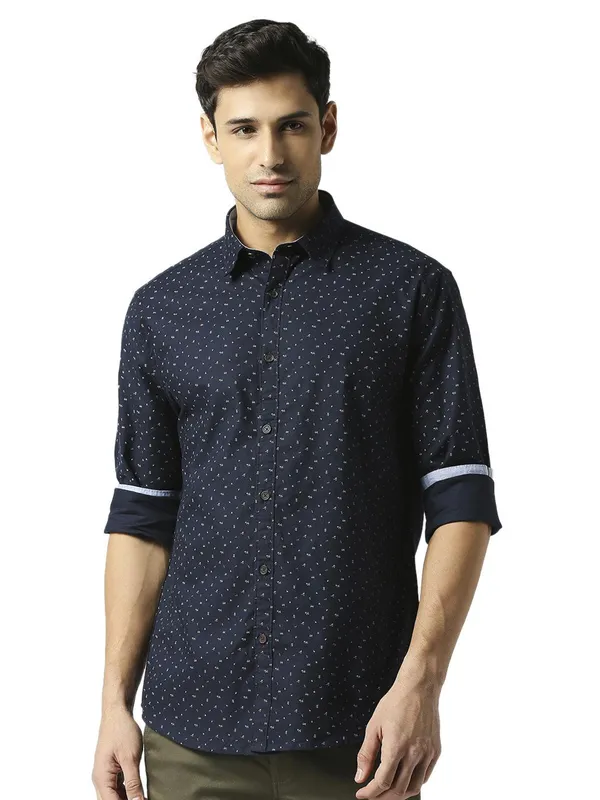 Dragon Hill Cotton navy printed shirt