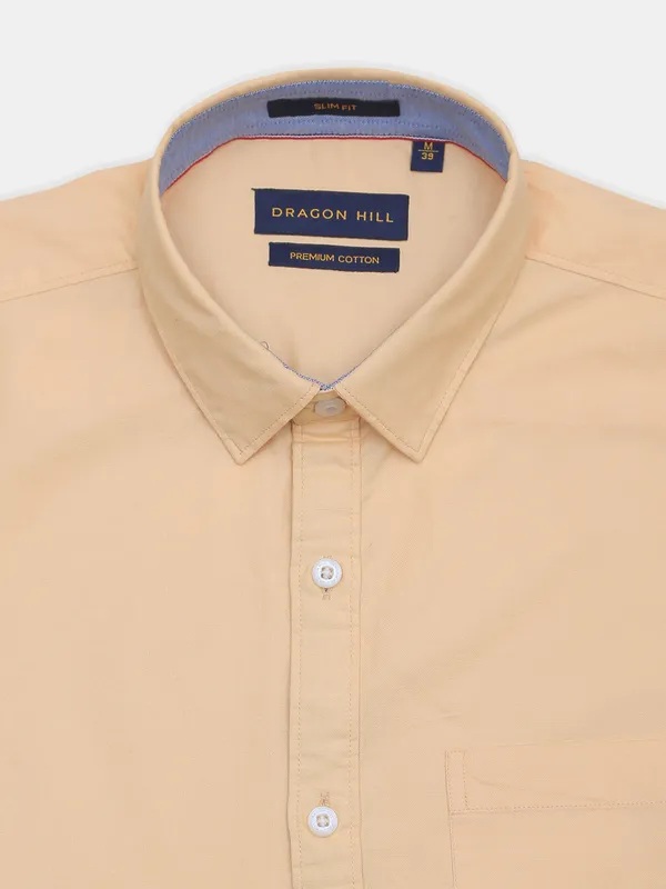 Dragon Hill cotton solid peach casual shirt