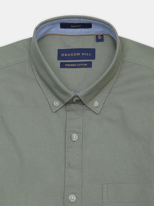 Dragon Hill cotton solid peach men shirt