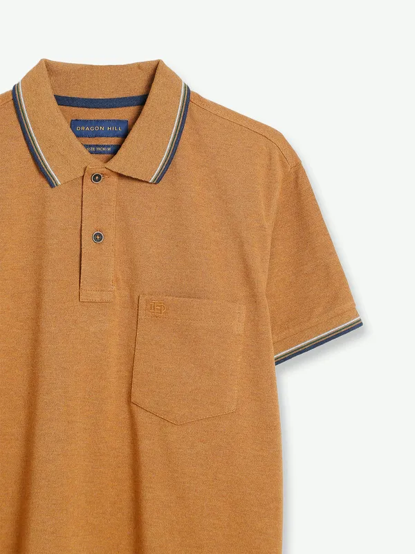 Dragon Hill khaki cotton plain t shirt