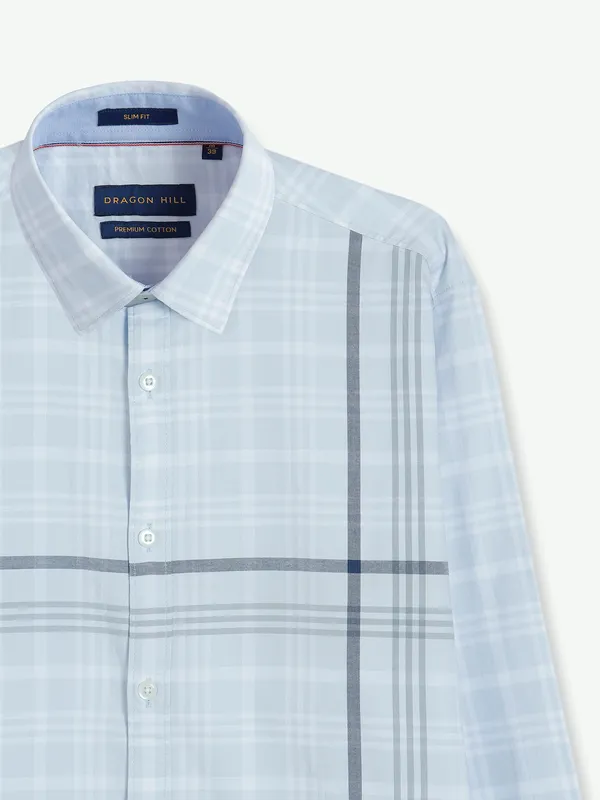 Dragon Hill light blue cotton checks shirt