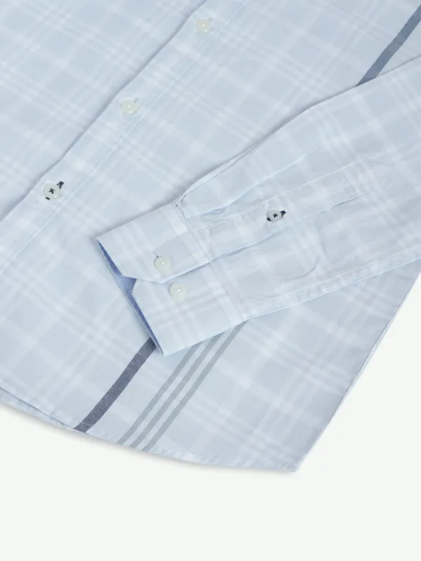Dragon Hill light blue cotton checks shirt