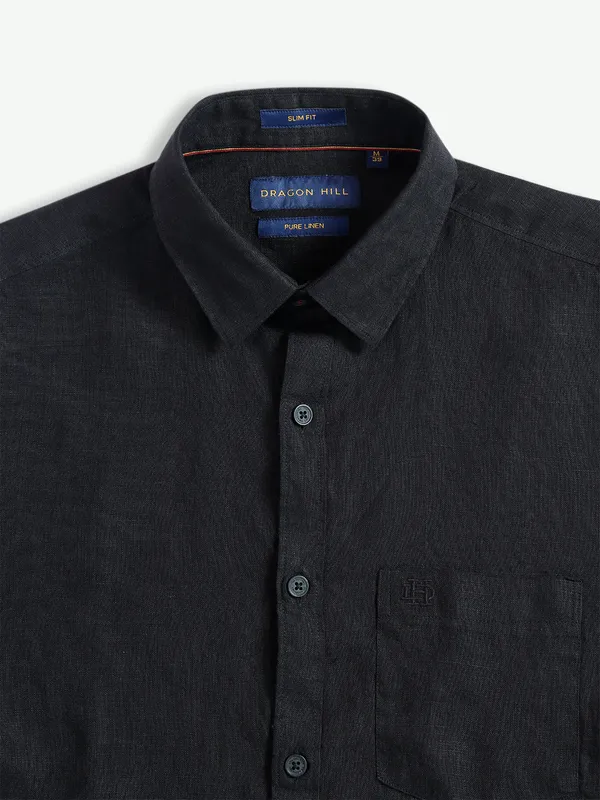 Dragon Hill linen black plain shirt