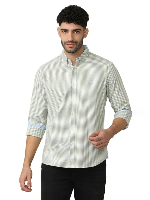 DRAGON HILL mint green checkered casual shirt