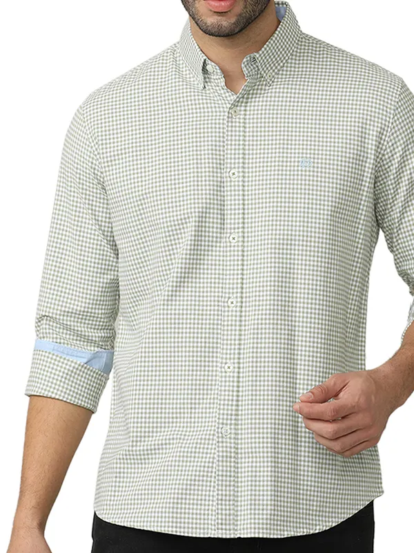 DRAGON HILL mint green checkered casual shirt