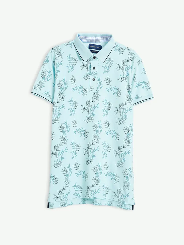 Dragon Hill mint green printed cotton t shirt