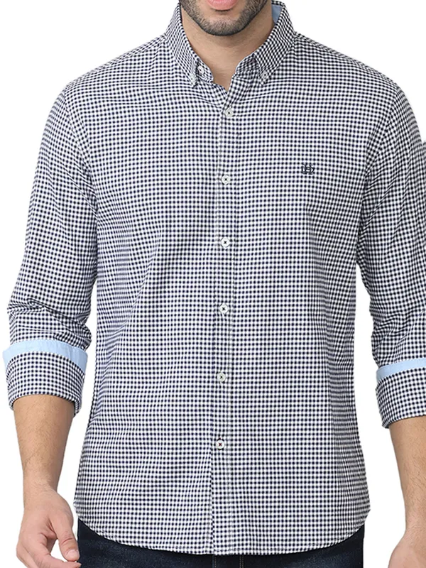 DRAGON HILL navy checkered cotton shirt