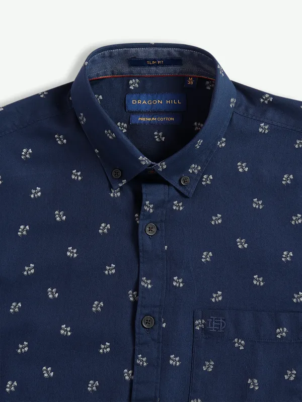 Dragon Hill navy cotton full sleeves shirt