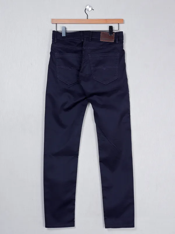 Dragon Hill navy slim fit solid denim jeans for men