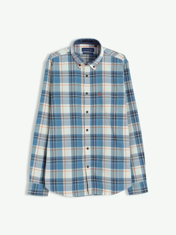 Dragon Hill off white and blue checks shirt