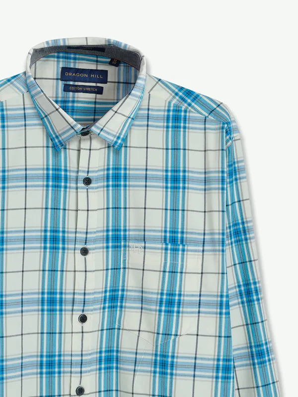 Dragon Hill off white and blue cotton shirt