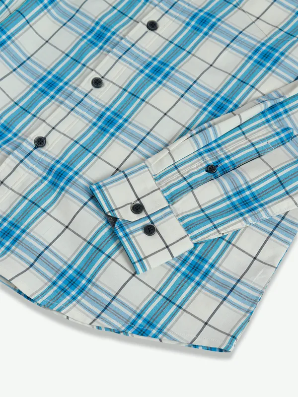 Dragon Hill off white and blue cotton shirt